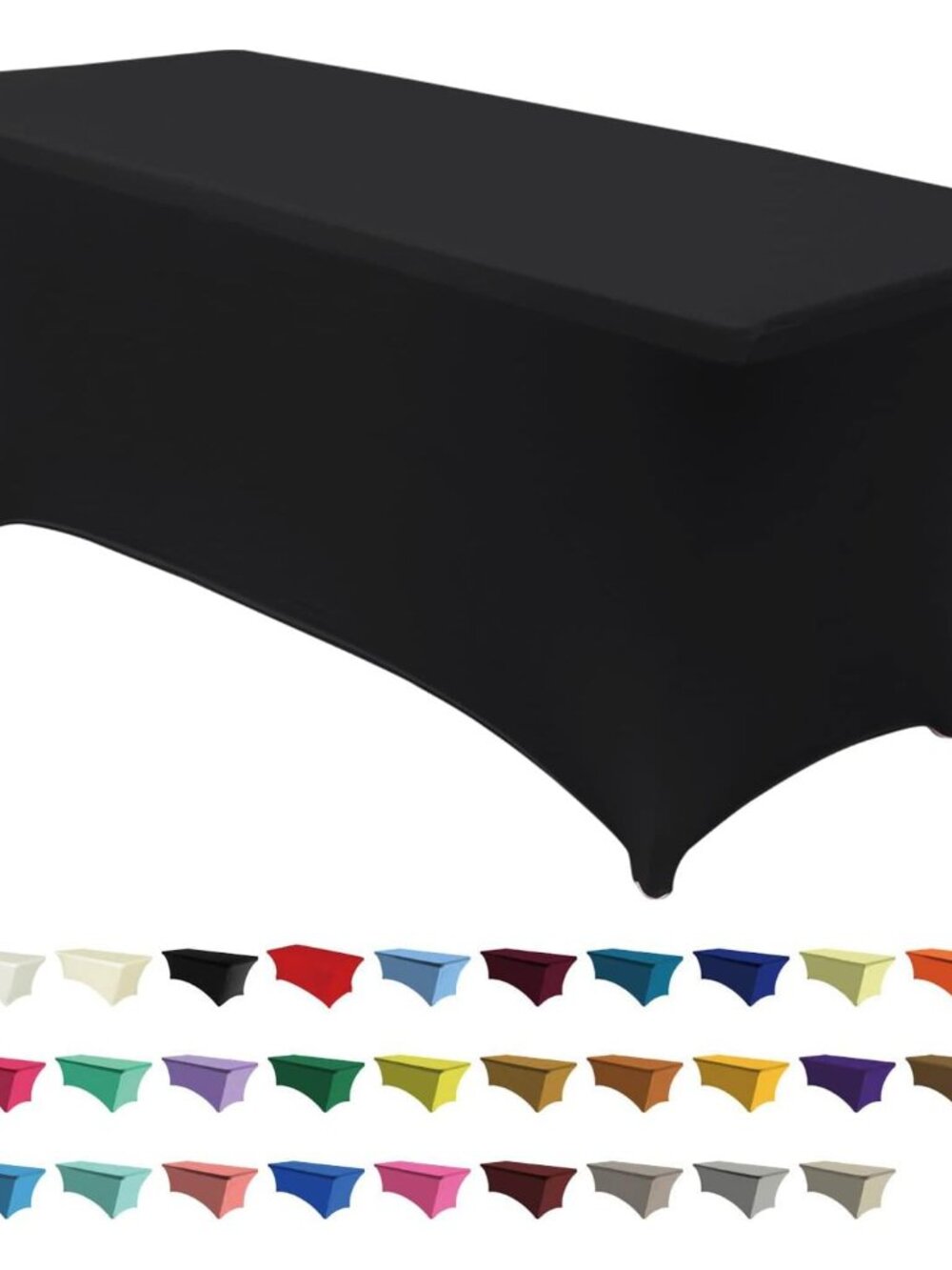6FT Spandex Table Cover, Stretch Fitted Tablecloth, Black